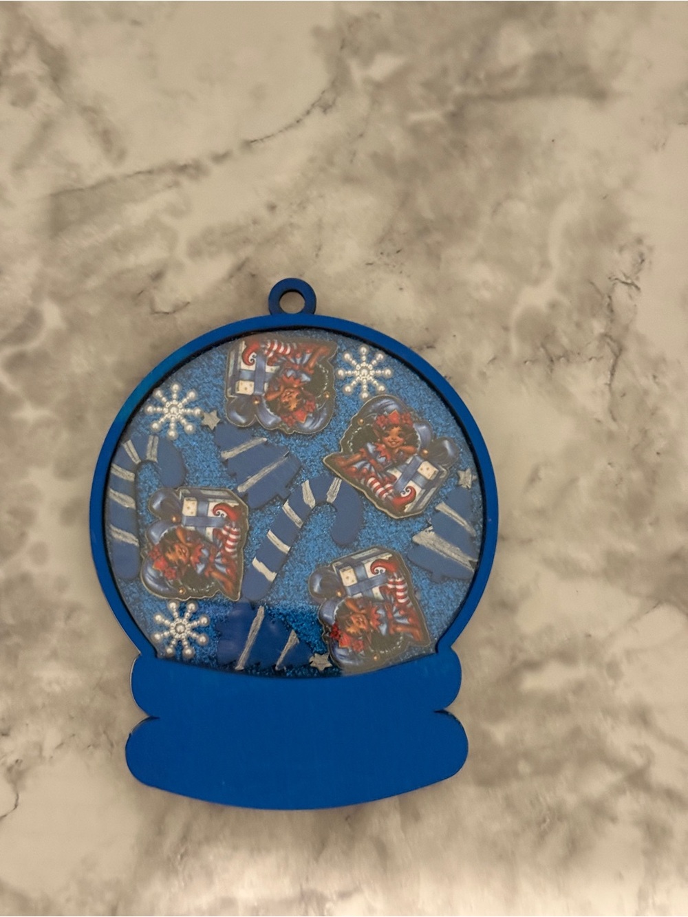 Blue Snow Globe Wall Accent Hanging Ornament